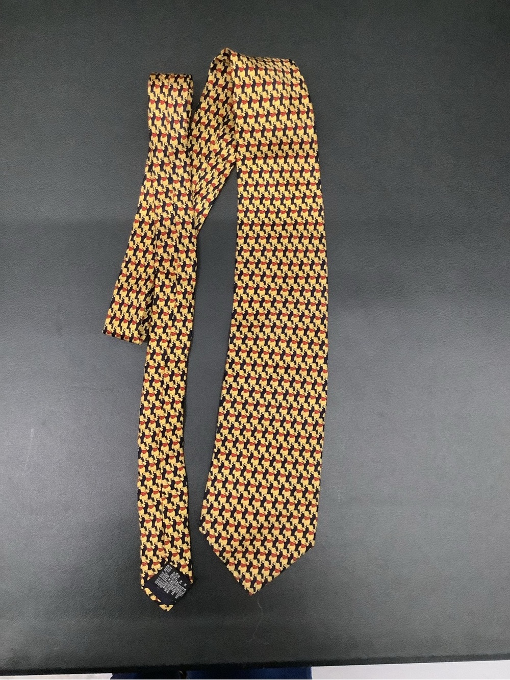 Mens Yellow and Black Micro-Pattern Silk Tie
